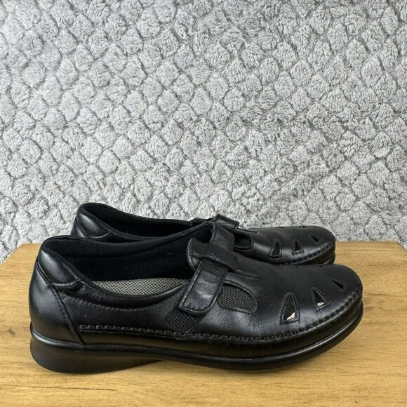 SAS Roamers Black Leather Slip on Loafers Size 7.5 Slim USA made‎ VGUC - Picture 3 of 8